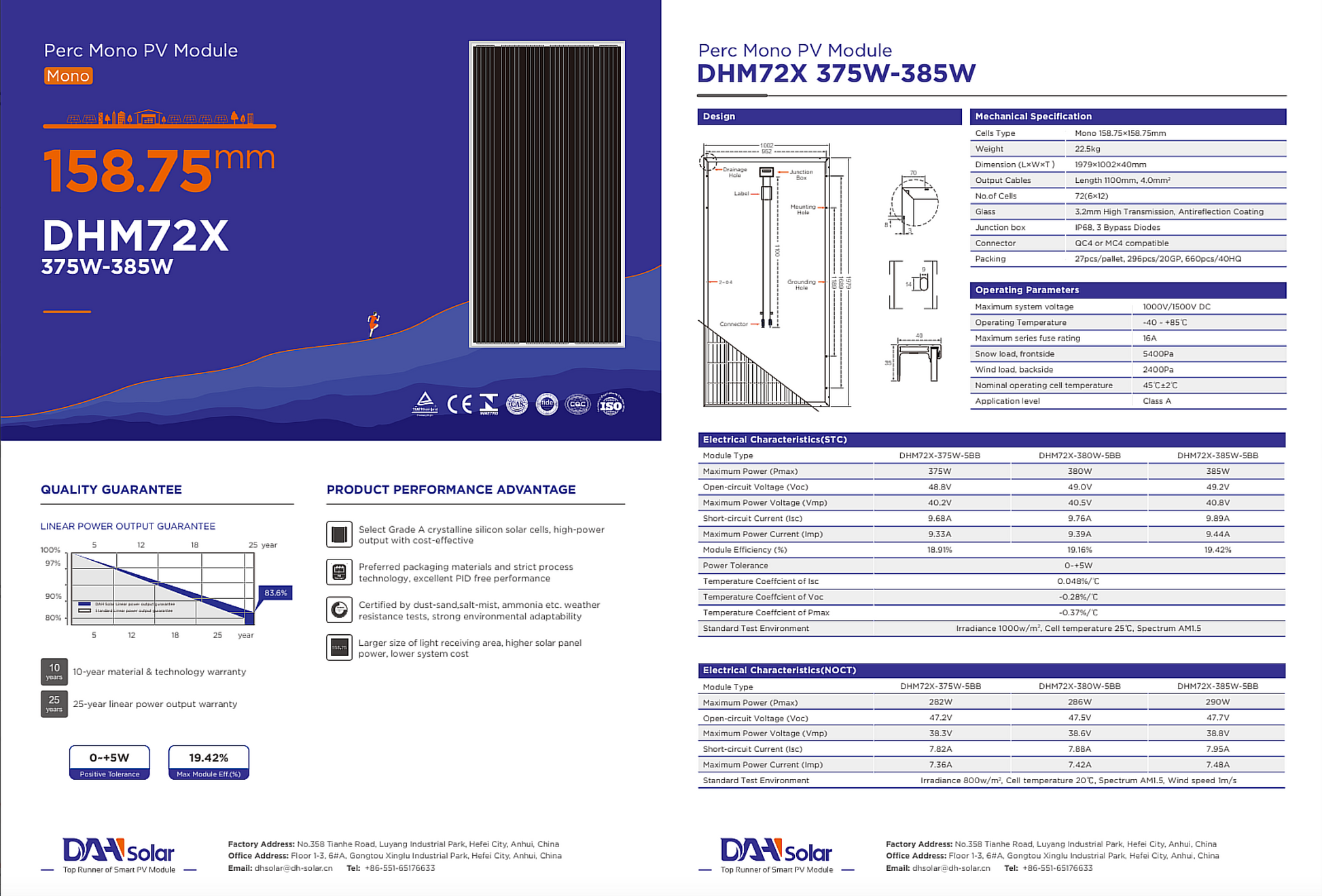 DAHSOLAR DHM 60L9 BW 380W Fekete keretes , EPV Solar