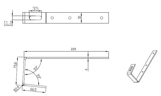 Fix tetőkampó zsindelyes fedéshez (F225) , EPV Solar